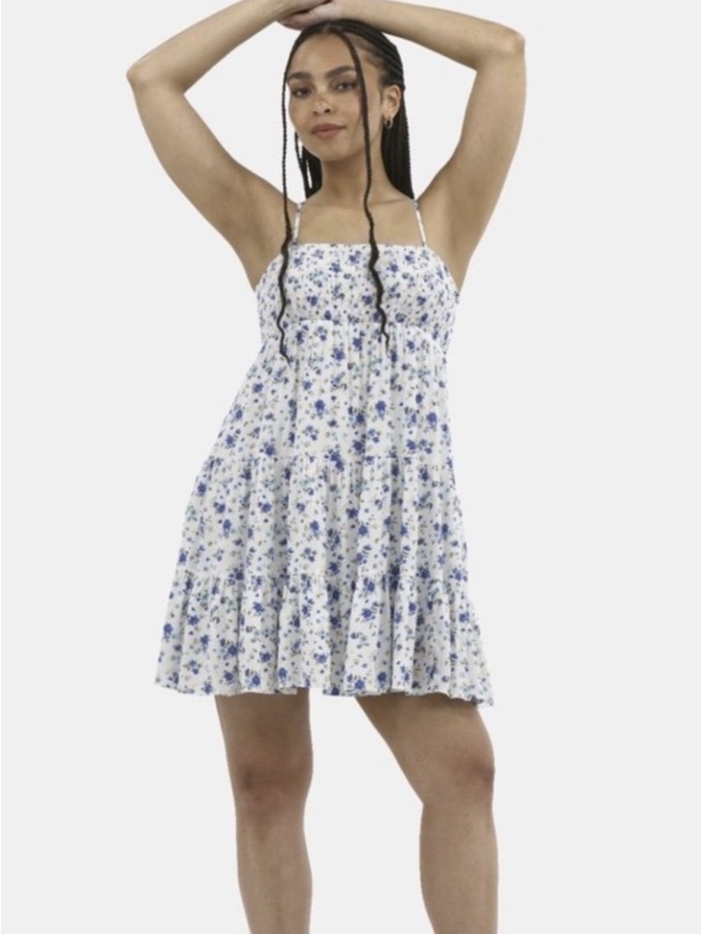 Floral Tiered Sundress - Blue Floral size XL - Picture 2 of 6